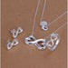 Charms Wedding Silver Jewelry Pendant Necklace Earrings Women Fashion Jewelry Set