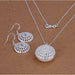 Charms Wedding Silver Jewelry Pendant Necklace Earrings Women Fashion Jewelry Set