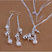 Charms Wedding Silver Jewelry Pendant Necklace Earrings Women Fashion Jewelry Set