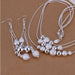Charms Wedding Silver Jewelry Pendant Necklace Earrings Women Fashion Jewelry Set