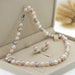 Beautiful Pearl Necklace Earrings Women Wedding Jewelry Sets