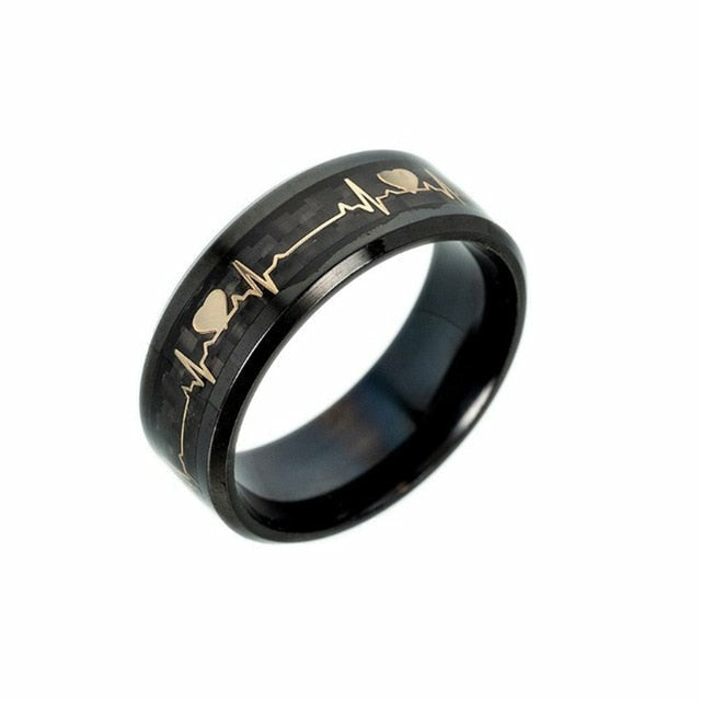 Luminous Stainless Steel Ring Heartbeat Ring Jewelry for Men Women ...