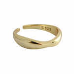 925 Sterling Silver Irregular Wave Rings Trendy Simple Adjustable Handmade Jewelry
