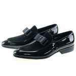 Handmade Genuine Patent Leather And Nubuck Leather Patchwork With Bow Tie Men Wedding Shoes