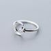Sterling Silver Minimalist Zircon Moon Star Opening Ring Charming Women Fashion Jewelry