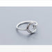Sterling Silver Minimalist Zircon Moon Star Opening Ring Charming Women Fashion Jewelry