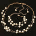 Pearl Jewelry Set Simulated Pearl Double Layer Women Earrings Necklace Bracelet Set