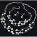 Pearl Jewelry Set Simulated Pearl Double Layer Women Earrings Necklace Bracelet Set