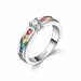 Sterling Silver Colorful Round Crystal Women Wedding Rings Fashion Jewelry