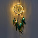 Dream Catcher Feather Ornaments Lace Ribbons Feathers Wrapped Lights Room Decor