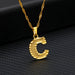 14K Gold Plated Initial Letter Necklace For Men & Women A-Z Alphabet Pendant Necklace
