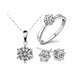 Cubic Zircon Statement Necklace Earrings Rings Wedding Jewelry Set