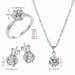 Cubic Zircon Statement Necklace Earrings Rings Wedding Jewelry Set