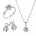 Cubic Zircon Statement Necklace Earrings Rings Wedding Jewelry Set