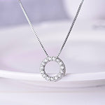 Full Circle Zircon 925 Silver Pendant Necklace Jewelry For Women