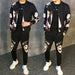 Men Printed Tracksuit Fashion Printing Set Spring Sports Suit 2 Piece Sets