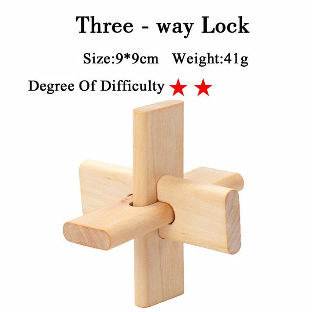 3D Wooden Interlocking Puzzles Game Brain Teaser Kong Ming Lock Toy ...