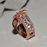 Vintage Rose Gold Filled Zircon Wedding Rings Women Fashion Jewelry