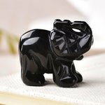1PC Natural Crystal Elephant Amethyst Obsidian Luxury Animals Stone Crafts