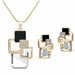 Classic Geometric Square Crystal Jewelry Sets Women Modern Earrings Pendant Necklace Set
