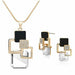 Classic Geometric Square Crystal Jewelry Sets Women Modern Earrings Pendant Necklace Set