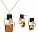 Classic Geometric Square Crystal Jewelry Sets Women Modern Earrings Pendant Necklace Set
