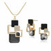 Classic Geometric Square Crystal Jewelry Sets Women Modern Earrings Pendant Necklace Set