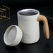 Vacuum Insulation Leak-proof Coffee Mug With Wooden Handle