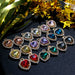 10Pcs/set Crystal Multicolor Heart-Shaped Rhinestones DIY Earrings Pendant Necklaces Jewelry