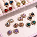 10Pcs/set Crystal Multicolor Heart-Shaped Rhinestones DIY Earrings Pendant Necklaces Jewelry
