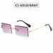 Retro All Season Sunglasses Women Brand Designer Gradient Cutting Lens Ladies Frameless Eyeglasses
