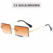 Retro All Season Sunglasses Women Brand Designer Gradient Cutting Lens Ladies Frameless Eyeglasses
