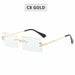 Retro All Season Sunglasses Women Brand Designer Gradient Cutting Lens Ladies Frameless Eyeglasses