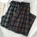 Women Elastic Waist Plaid Wide Leg Trouser Pants Simple Chic Trendy Fashion Wear