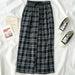 Women Elastic Waist Plaid Wide Leg Trouser Pants Simple Chic Trendy Fashion Wear