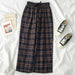 Women Elastic Waist Plaid Wide Leg Trouser Pants Simple Chic Trendy Fashion Wear