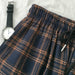Women Elastic Waist Plaid Wide Leg Trouser Pants Simple Chic Trendy Fashion Wear