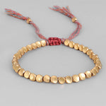 Handmade Tibetan Buddhist Braided Cotton Copper Beads Lucky Bracelet Jewelry