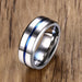 8mm Men Women Groove Rainbow Stainless Steel Wedding Bands Trendy Jewelry Rings