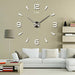 Large Wall Clock Quartz 3D DIY Wall Clock Acrylic Mirror Stickers Oversize Home Decor