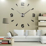 Large Wall Clock Quartz 3D DIY Wall Clock Acrylic Mirror Stickers Oversize Home Decor