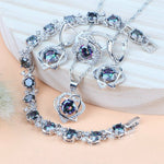 Sterling Silver Cubic Zirconia Jewelry Sets Ring Earrings Bracelets Pendant Necklace Sets