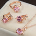 Bridal Necklace Earrings Ring Wedding Crystal Women Fashion Jewelry Set