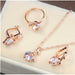 Bridal Necklace Earrings Ring Wedding Crystal Women Fashion Jewelry Set