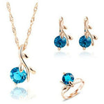 Bridal Necklace Earrings Ring Wedding Crystal Women Fashion Jewelry Set