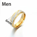Titanium Steel Couple Rings Gold Wave Pattern Wedding Engagement Ring Jewelry