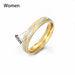 Titanium Steel Couple Rings Gold Wave Pattern Wedding Engagement Ring Jewelry