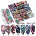 Retro Nail Foil for Manicure UV Gel Polish Adhesive Stickers Colorful Flowers Design
