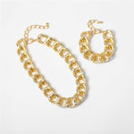 Hip Hop Cuban Big Chunky Chain Necklace Pendant Bracelet Men Women Jewelry Set