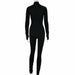 Turtleneck Skinny Casual Jumpsuit Women Long Sleeve Front Zipper Fitness Overalls